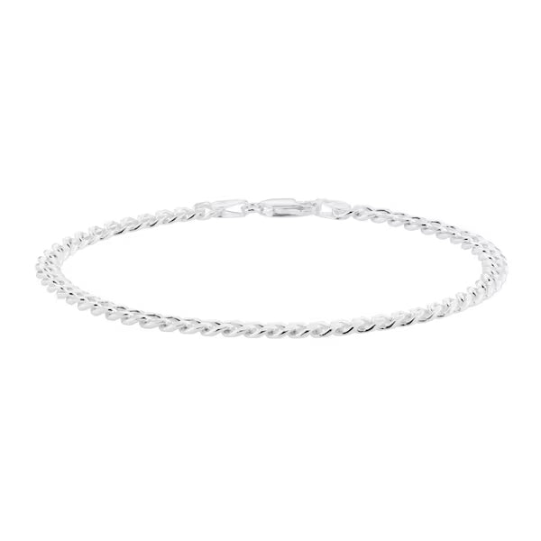 Sterling Silver 4mm Panza Curb Chain Bracelet