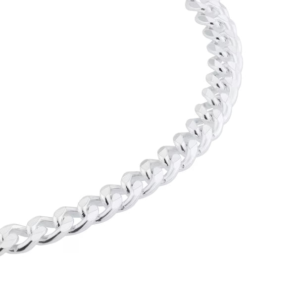 Sterling Silver 4mm Panza Curb Chain Bracelet