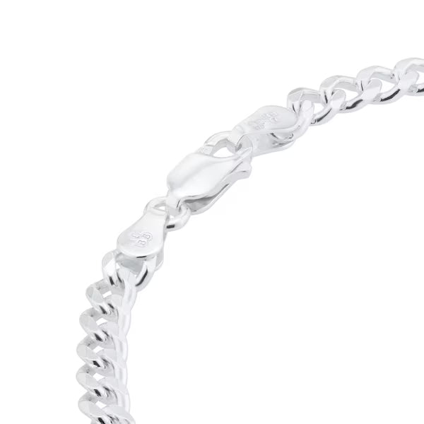 Sterling Silver 4mm Panza Curb Chain Bracelet