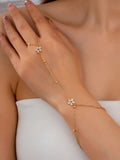 1pc Fashion Pearl Chain Finger Ring, Delicate Bracelet Suitable For Women's Daily Wear, Beach Jewelry & Accessories (Random Bead Count)