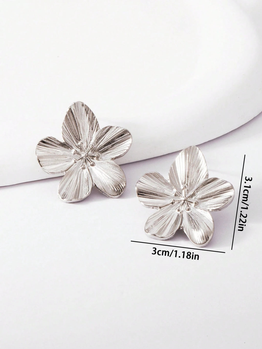 1 Pair Vintage Camellia Flower Stud Earrings, Simple 5-Petal Floral Earrings, Bridal Jewelry, Suitable For Wedding, New Year, Party
