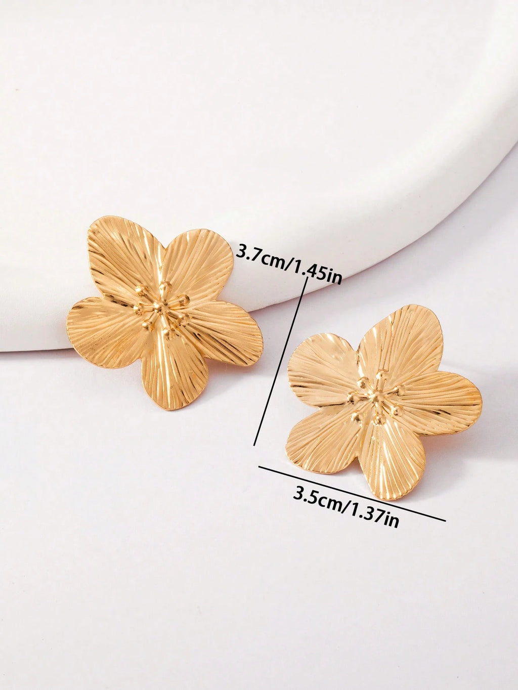 1 Pair Vintage Camellia Flower Stud Earrings, Simple 5-Petal Floral Earrings, Bridal Jewelry, Suitable For Wedding, New Year, Party